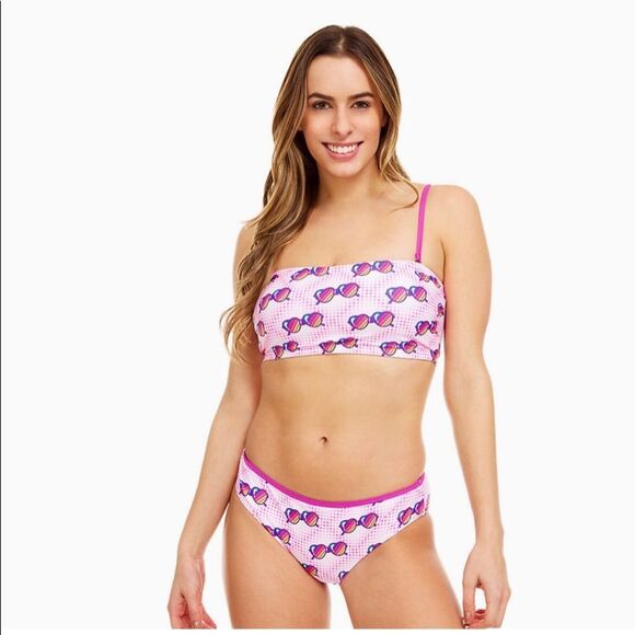 - Juniors' swimsuit UNDERCURRENT Print 2-Piece Convertible Bandeau Bikini SZ L - Picture 1 of 7